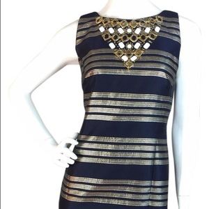 Lilly Pulitzer Navy & Gold Stripe Cocktail Dress